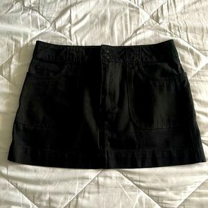 Black denim mini skirt
